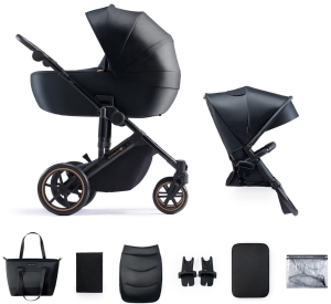 Kinderkraft Prime 2 - wielofunkcyjny wózek dziecięcy 2w1 | Venezian Black