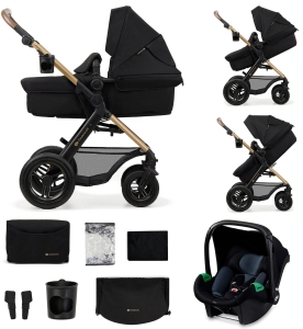 Kinderkraft Moov 2 AIR - wielofunkcyjny wózek 3w1 z akcesoriami, pompowane koła  | Pure Black 