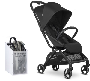 Easywalker Rockey S - lekki, podręczny wózek spacerowy do 22 kg | Pure Black