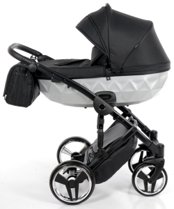 Junama Mirror Satin - wózek wielofunkcyjny, zestaw 2w1 z opcją 3w1 | 01 Silver Black