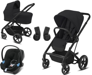 Cybex Balios S Lux - wózek wielofunkcyjny 3w1, zestaw promocyjny- fotelik Aton B gratis | BLK Deep Black