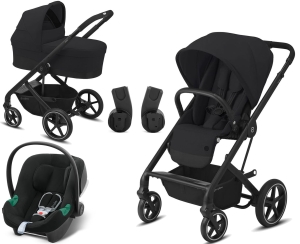 Cybex Balios S Lux - wózek wielofunkcyjny 3w1, zestaw promocyjny- fotelik Aton B2 gratis | BLK Deep Black