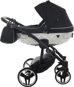 Junama Mirror Satin V2 - wózek wielofunkcyjny, zestaw 2w1 z opcją 3w1 | 01 Black Silver