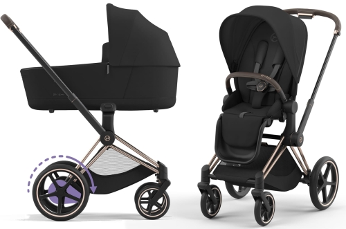 Cybex e-Priam 4.0 - elektryczny wózek wielofunkcyjny, zestaw 2w1 z opcją 3w1 | Sepia Black