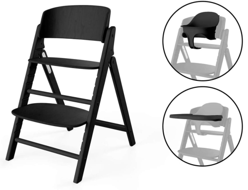 Cybex Click & Fold 3w1 - drewniane, składane krzesełko do karmienia dla dzieci i dorosłych, w zestawie Baby Set i tacka | Stunning Black