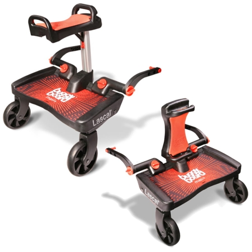 Lascal BuggyBoard Maxi+ Plus - uniwersalna dostawka do wózka z siedziskiem dla drugiego dziecka | Czerwony / Czerwony