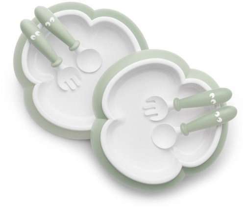 BabyBjorn - zestaw talerzyków i sztućców | Powder Green