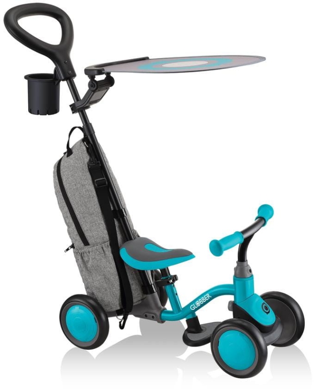 Globber Earing Bike 3w1 DELUXE  - rowerek trójkowłowy z funkcją jeździka | Teal