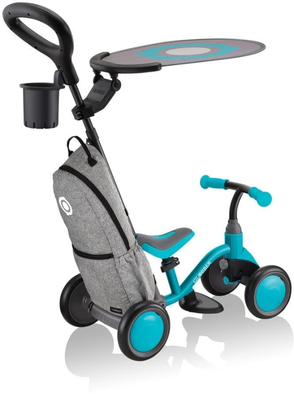Globber Earing Bike 3w1 DELUXE  - rowerek trójkowłowy z funkcją jeździka | Teal