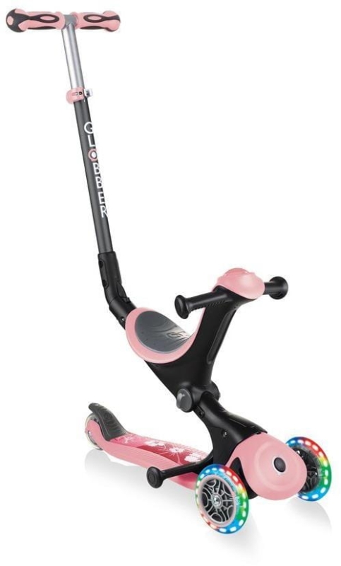 Globber GO-UP Deluxe Fantasy Lights -  wielofunkcyjny jeździk dziecięcy 3w1 | Pastel Pink