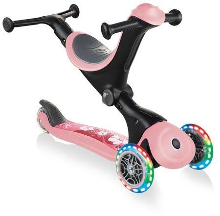 Globber GO-UP Deluxe Fantasy Lights -  wielofunkcyjny jeździk dziecięcy 3w1 | Pastel Pink