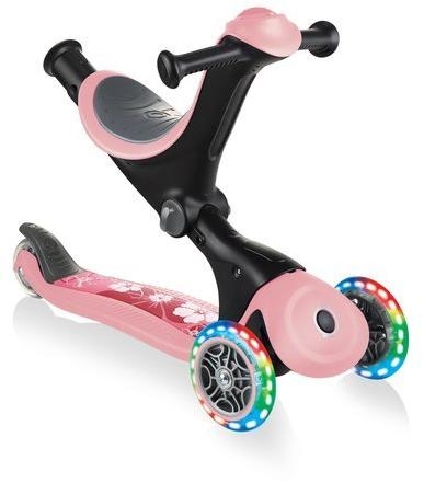 Globber GO-UP Deluxe Fantasy Lights -  wielofunkcyjny jeździk dziecięcy 3w1 | Pastel Pink