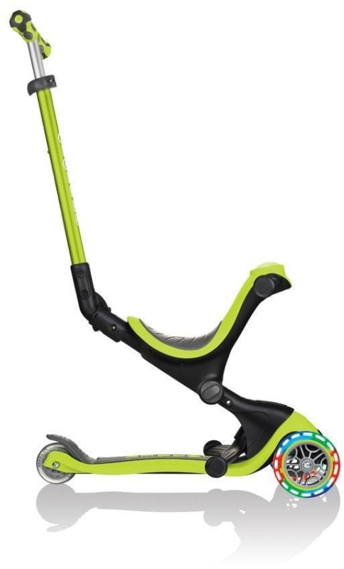 Globber GO-UP Deluxe Fantasy Lights -  wielofunkcyjny jeździk dziecięcy 3w1 | Lime