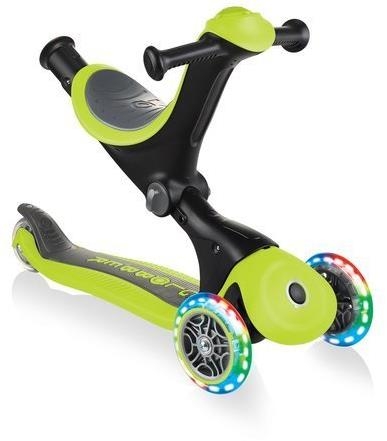 Globber GO-UP Deluxe Fantasy Lights -  wielofunkcyjny jeździk dziecięcy 3w1 | Lime