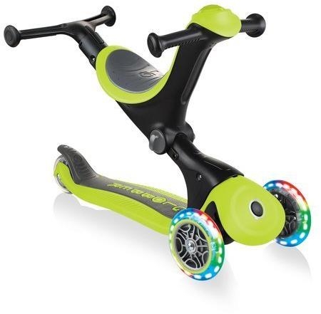 Globber GO-UP Deluxe Fantasy Lights -  wielofunkcyjny jeździk dziecięcy 3w1 | Lime