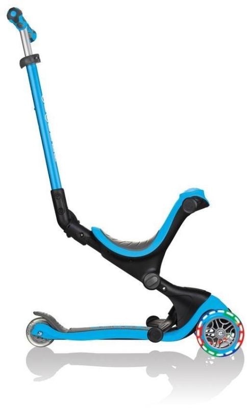 Globber GO-UP Deluxe Fantasy Lights -  wielofunkcyjny jeździk dziecięcy 3w1 | Sky Blue