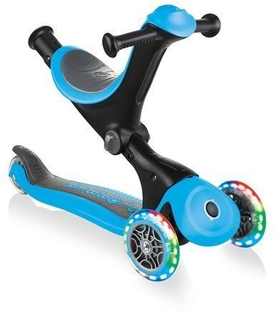 Globber GO-UP Deluxe Fantasy Lights -  wielofunkcyjny jeździk dziecięcy 3w1 | Sky Blue