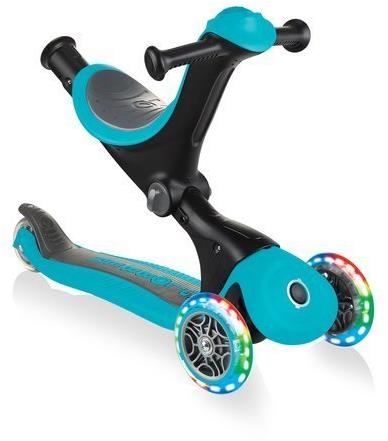 Globber GO-UP Deluxe Fantasy Lights -  wielofunkcyjny jeździk dziecięcy 3w1 | Teal