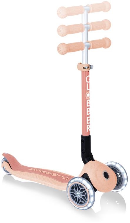 Globber Junior Foldable Lights ECOlogic - hulajnoga 3-kołowa | peach