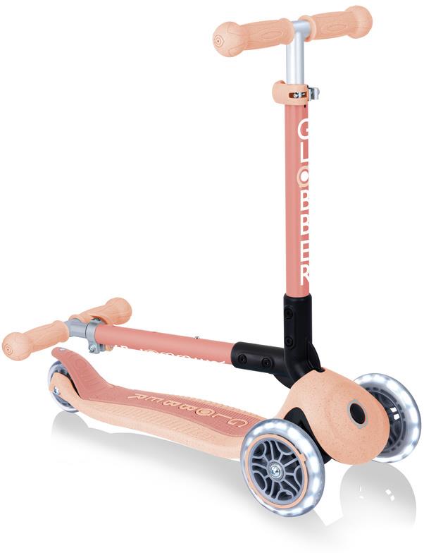 Globber Junior Foldable Lights ECOlogic - hulajnoga 3-kołowa | peach
