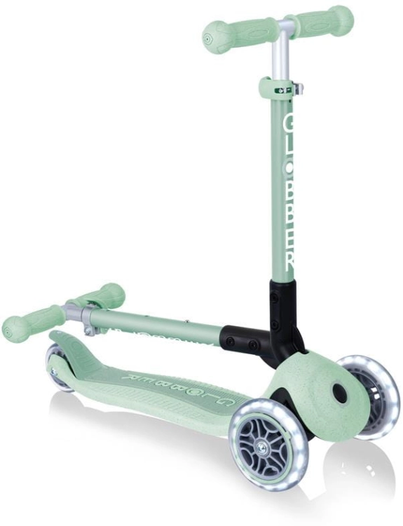 Globber Junior Foldable Lights ECOlogic - hulajnoga 3-kołowa | Pistachio
