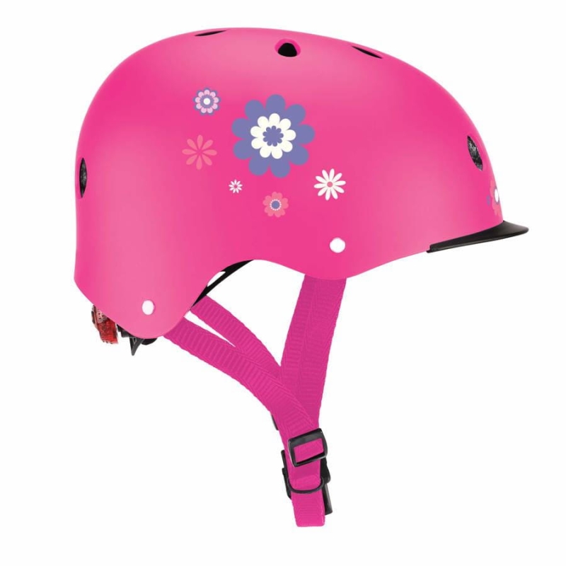 Globber Elite Lights - kask dziecięcy XS/S | Deep Pink-Flower