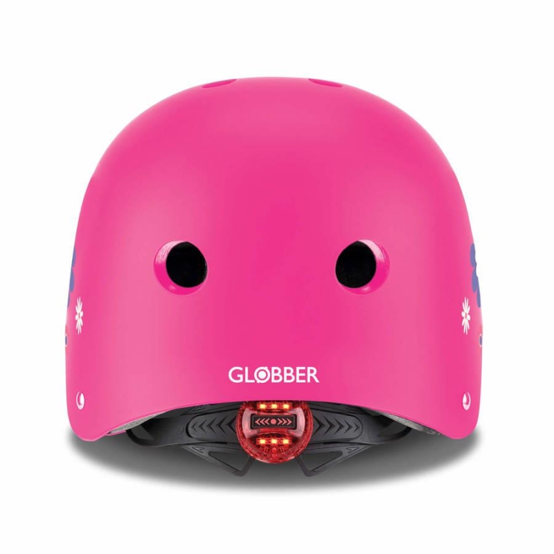 Globber Elite Lights - kask dziecięcy XS/S | Deep Pink-Flower