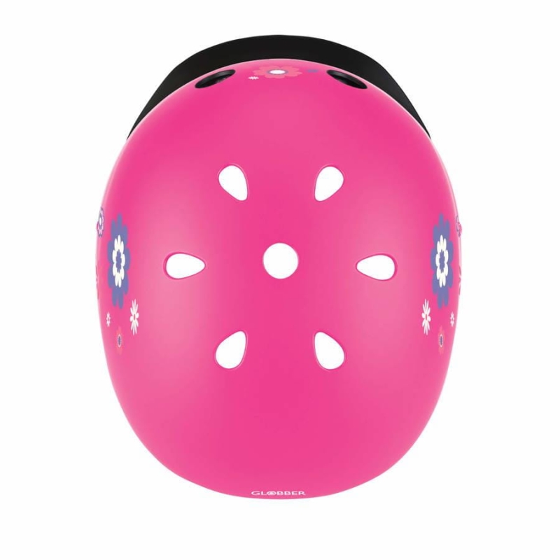 Globber Elite Lights - kask dziecięcy XS/S | Deep Pink-Flower