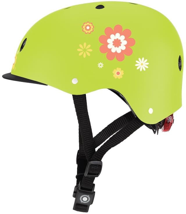 Globber Elite Lights - kask dziecięcy XS/S | Lime-Green Flower