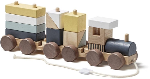 Kid's Concept - Pociąg z klockami do ciągnięcia natural | Multicolor (KID'S BASE)