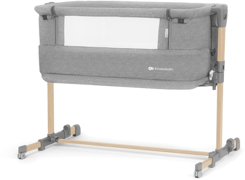 Kinderkraft Neste Grow - łóżeczko dostawne 3w1 z obniżanym dnem | Light Grey Full Wood