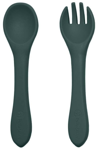 Petite&Mars Take&Match - sztućce z silikonu spożywczego | Misty Green