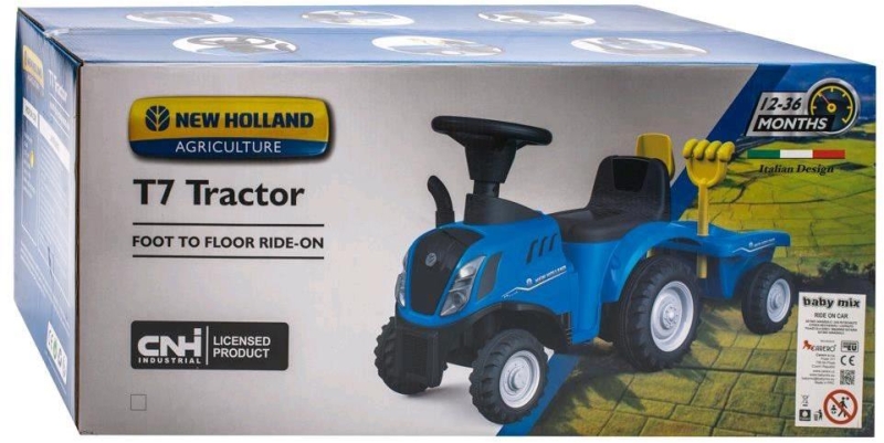 Baby Mix New Holland - traktor z przyczepą | Żółty