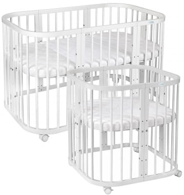 Waldin - łóżeczko W2 7w1 z materacem | White