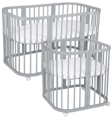 Waldin - łóżeczko W2 7w1 z materacem | Grey