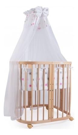 Waldin - wyposażenie, tekstylia do łóżeczka 7w1 | Różowe Gwiazdki