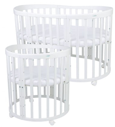 Waldin - owalne łóżeczko 7w1 z materacem | White