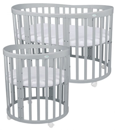 Waldin - owalne łóżeczko 7w1 z materacem | Grey