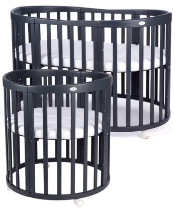 Waldin - owalne łóżeczko 7w1 z materacem | Graphite