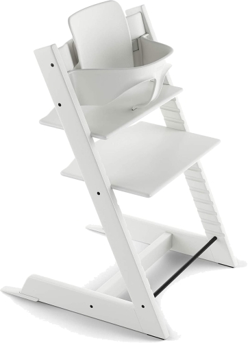 Stokke Tripp Trapp + Babyset - krzesełko do karmienia z litego drewna + zestaw dla niemowląt | Beech - White