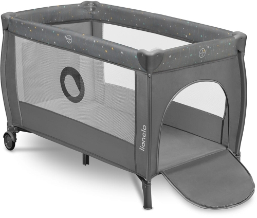Lionelo Stefi PLUS - łóżeczko turystyczne z materacem | Grey Multicolor