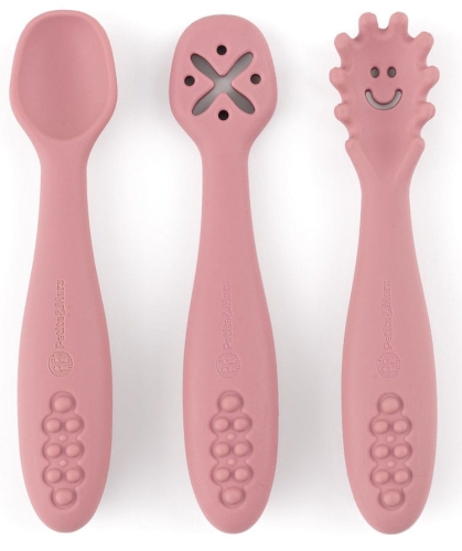 Petite&Mars Take&Match - silikonowe łyżeczki, zestaw 3 szt | Dusty Rose