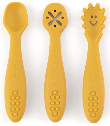 Petite&Mars Take&Match - silikonowe łyżeczki, zestaw 3 szt | Intense Ochre