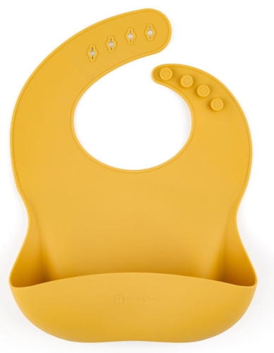 Petite&Mars Sam - silikonowy śliniaczek | Intense Ochre