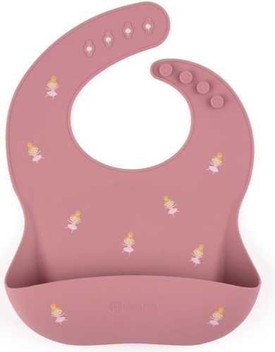 Petite&Mars Sam - silikonowy śliniaczek | Rose Princess