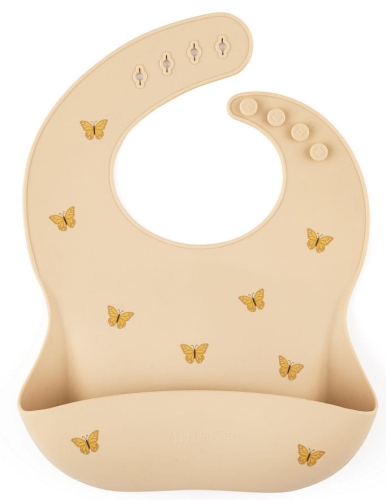 Petite&Mars Sam - silikonowy śliniaczek | Sand Butterflies