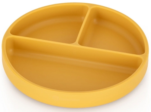 Petite&Mars Take&Match - silikonowy talerzyk z przegródkami i przyssawką | Intense Ochre