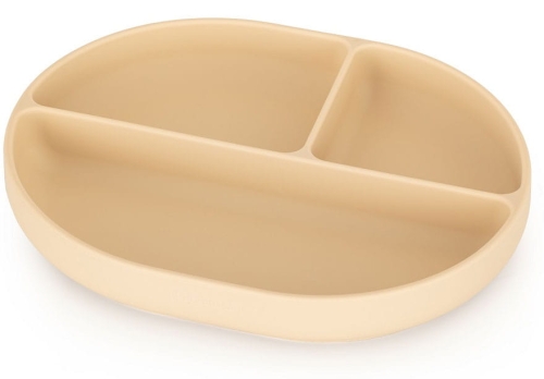 Petite&Mars Take&Match - silikonowy talerzyk z przegródkami i przyssawką, owal | Desert Sand