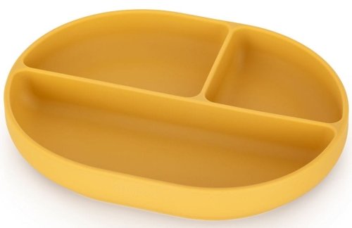 Petite&Mars Take&Match - silikonowy talerzyk z przegródkami i przyssawką, owal | Intense Ochre