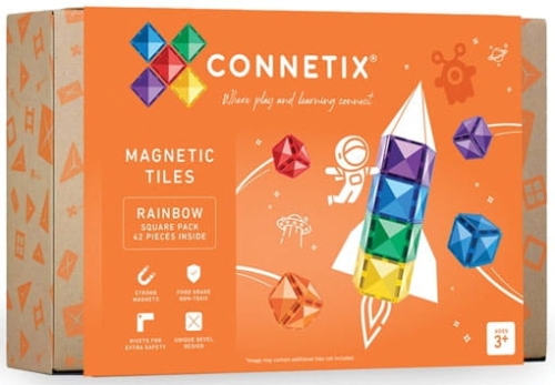 Connetix Rainbow Square Pack - klocki magnetyczne | 42 elementy